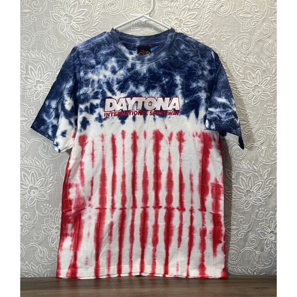Vintage Daytona International Speedway T-Shirt America Red White Blue Tie Dye